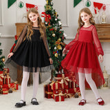 3-10T Kid Girl Long Sleeve Mesh Princess Christmas Dresses