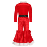 3-10Y Kid Girl Christmas Autumn Winter Party Red Costume 4 Pcs Set