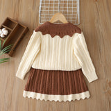 1-6T Kid Baby Girls Knitted Lapel Cardigan Cartoon Suits 2 Pcs Set