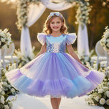 Kid Girls Colorful Mesh Birthday Party Wedding Dress