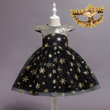 New Children's Clothing Children's Halloween Costume Girls Short Sleeve Sequins Princess Dress