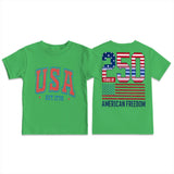 Kid Girl Boy Crew Neck Independence Day Short Sleeve Loose Casual T-Shirt Tops
