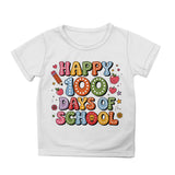 Kid Girl Boy 100 Days of School Print Round Neck Short Sleeve T-shirt Tops