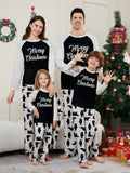 Family Matching Christmas Bear Letters Parent-child Pajamas