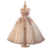 2-12T Kid Baby Girls Flower Show Piano Performance Princess Dress