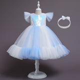 Kid Girls Colorful Mesh Birthday Party Wedding Dress