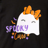 1-6T Kid Baby Girls Suit Halloween Ghost Pumpkin Bat Trumpet Suit 2 Pcs Set
