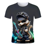 2-12T Kid Boy Personalized Rock Animal Series 3D Digital Printing Casual Short Sleeve T-Shirt