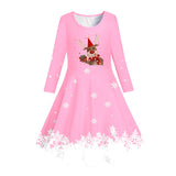 4-12Y Kid Girl Spring Autumn 3D Printed Long-sleeved Dresses