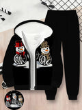 Children's 3D Digital Printing Children's Zipper Hooded Sweater Set