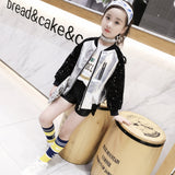 Kid Girls Metal Shiny Baseball Silver Leather Jacket Coats