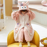 Kid Girls Autumn Winter Coral Plush Thickened Nightgown Pajamas