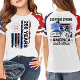 Kid Girl USA Independence Day 250th Anniversary Summer T-Shirt Tops