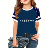 Kid Girl USA Independence Day 250th Anniversary Trend Loose Casual T-Shirt Tops