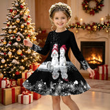 3-12Y Christmas Girls Autumn and Winter Long Sleeve 3D Printing Dress