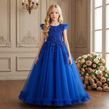 Kid Girl Princess Mesh Yarn Piano Performance Dresses