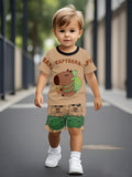 2026 New Sports Style Round Neck Short-sleeved Shorts Set Is Loose and Comfortable