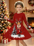 Kid Girl Christmas Autumn Winter Long Sleeve 3D Dresses For 3-12Y