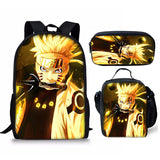 Kid Naruto Printed Backpack 3 Pcs Schoolbags