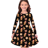 2-10T Kid Girl Christmas Long Sleeve Fashion Casual 3D Print Dresses