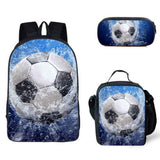 Kid Boy Street Trendy Football Backpack with Pencil Case Lunch Bag 3 Pcs/set