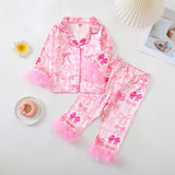 1-8T Kid Baby Girl Bow Sweet Casual Long Sleeve Christmas Pajamas