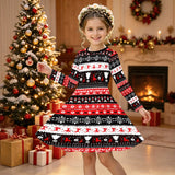 3-12Y Kid Girl Christmas Autumn Long-sleeved 3D Printing Dresses