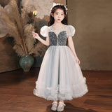 Kid Girl Grey Super Immortal Fairy Princess Piano Performance Dresses
