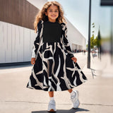 INS Girl Floral Print Decorative Long Sleeve Stand-Up Neck Bubble Sleeve Simple Dress