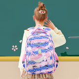 Kid Girl Primary School Striped Unicorn Cartoon Print Backpack