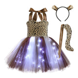 1-10T Kid Baby Girl Animal Glowing Princess Halloween Mesh Dresses