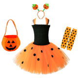 2-8Y Halloween Kid Girls Tutu Carnival Candy Suits 4 Pcs Set