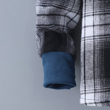 Boys and Children's New Long-sleeved Plaid Contrasting Color Hooded Two-piece Suit