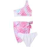 Family Matching Parent-child Single Shoulder Split Swimsuit Three-piece Set