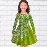 2-10T Kid Girls Round Neck Long-sleeved Casual Print Dresses