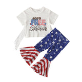 Kid Baby Girls Summer Short-sleeved Independence Day Star Print 2 Pcs Set