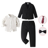 1-10T Kid Baby Boy Flower Host Formal Wedding Suit 4 Pcs Set
