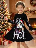 3-12Y Kid Girls Long Sleeve 3D Printed Christmas Casual Dresses