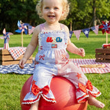 Independence Day Holiday USA Bow Star Stripe Jumpsuit Pants