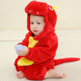 3M-5T Kid Baby Boy Girl Flannel Dinosaur Cartoon Hooded Climbing Loungewear Pajamas