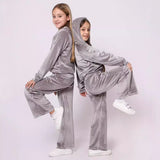 4-12Y Kid Girl Autumn Winter Sports Velvet  Casual Suit 2 Pcs Set