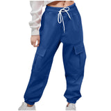 2-10T Kid Girl Solid Pockets Drawstring Overalls Trousers Pants