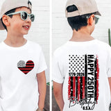 American 250th Anniversary Kid National Flag Love Printed Casual Short Sleeve T-Shirt