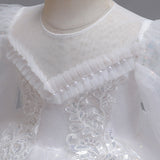 Kid Girl Piano Fluffy Yarn Flower Wedding Dresses