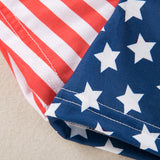Independence Day Baby Boys Cartoon Printed Splicing Short Sleeve 2 Pcs Set