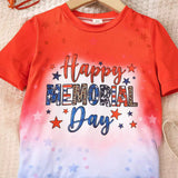 3-8T Kid Girls Summer English Graphic Star Stripe Print Flared 2 Pcs Set