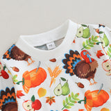 Baby Boy Girl Thanksgiving Cartoon Turkey Long Sleeve 2 Pcs Sets