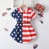 Independence Day Girl Fashion Short Sleeve Striped Star Short Sleeve Shirts