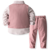 6M-5T Kid Baby Boys Banquet Bow Printed 4 Pcs Set