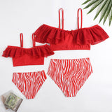 Family Matching Parent-child Tube Ruffle Split Swimsuits